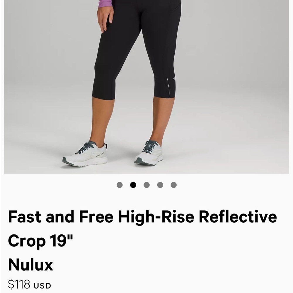 Lululemon Fast and Free High-Rise Reflective Crop 19" 
Nulux